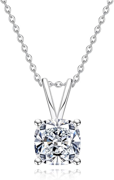 AnuClub Moissanite Pendant Necklace 2/3/4/5CT D Color VVS1 925 Sterling Silver Everyday Wear Necklace for Women Wife Her with Certificate, 40+2+3 Adjustable Chain