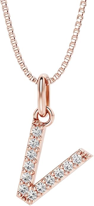 PEORA Letter A to Z Lab Grown Diamond Initial Pendant Necklace in Sterling Silver, F-G Color, VS Clarity, with 18 inch Chain