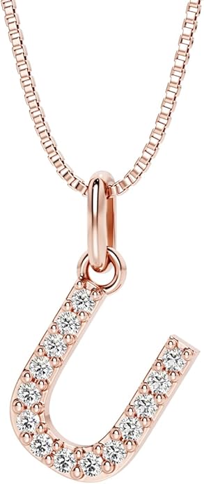 PEORA Letter A to Z Lab Grown Diamond Initial Pendant Necklace in Sterling Silver, F-G Color, VS Clarity, with 18 inch Chain