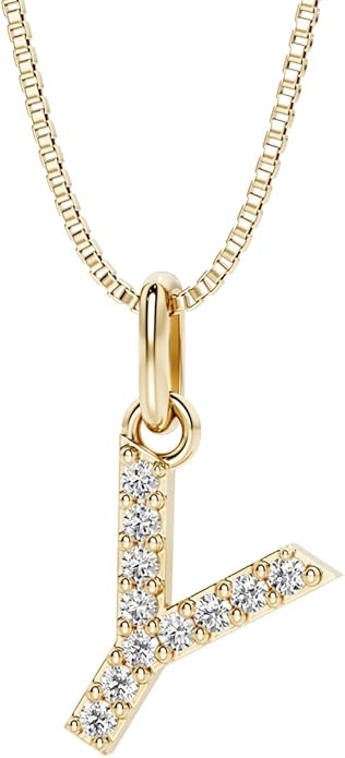 PEORA Letter A to Z Lab Grown Diamond Initial Pendant Necklace in Sterling Silver, F-G Color, VS Clarity, with 18 inch Chain