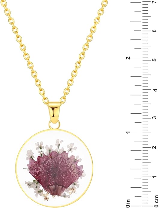 Forget-Me-Not and Queen Anne's Lace Pressed Wildflower Necklace | Birth Month Real Flower Necklace | Gold/Silver Pressed Flower Jewelry | Personalized Handmade Jewelry