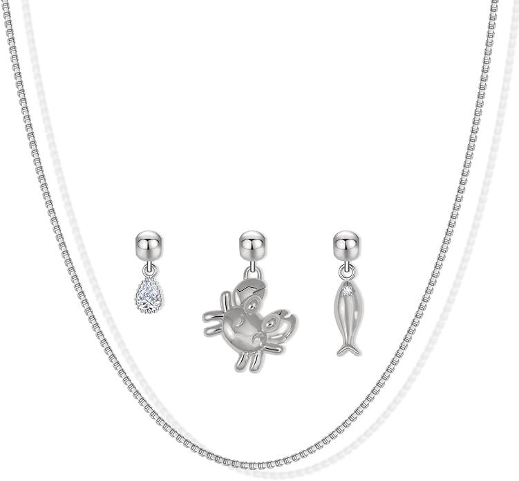 Summer Holiday Necklace,Dainty Chain, Charm Necklace For Women,Cute Cat Charm,Natural Pearls,18k Gold Plated,Choose Your Favorite Charm, Change Easily