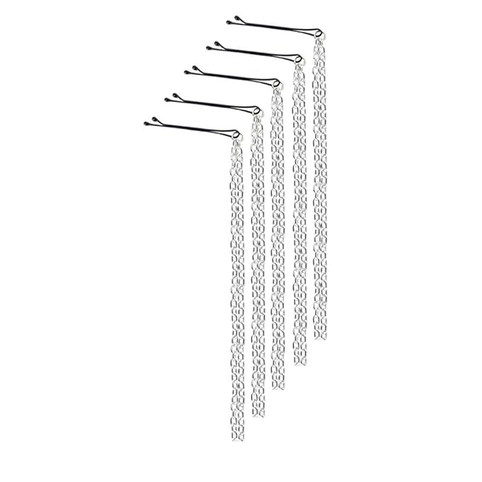 5PCS Dreadlocks Metal Tassel Ponytail Multi-Strand Hair Chain Prom Party Concave styling hair accessories hair extension chain with clip for girls and women (silver)