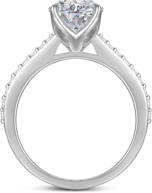 Round Cut 14K Gold Engagement Rings 2.0 CT Moissanite Solitaire Engagement Rings