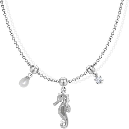 Summer Holiday Necklace,Dainty Chain, Charm Necklace For Women,Cute Cat Charm,Natural Pearls,18k Gold Plated,Choose Your Favorite Charm, Change Easily