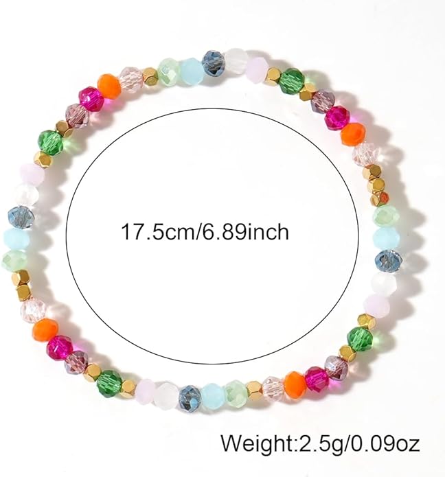 Chakra Healing Crystal Beaded Bracelets for Women Colorful Natural Healing Stones Beads Stack Elastic Gemstone Anxiety Bracelet Handmade Trendy Jewelry Energy Spiritual Gifts for Women
