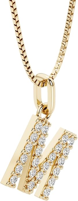 PEORA Letter A to Z Lab Grown Diamond Initial Pendant Necklace in Sterling Silver, F-G Color, VS Clarity, with 18 inch Chain