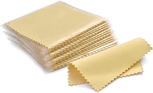 SEVENWELL 50pcs Jewelry Cleaning Cloth Yellow Polishing Cloth for Sterling Silver Gold Platinum Small Silver Polish 8x8cm