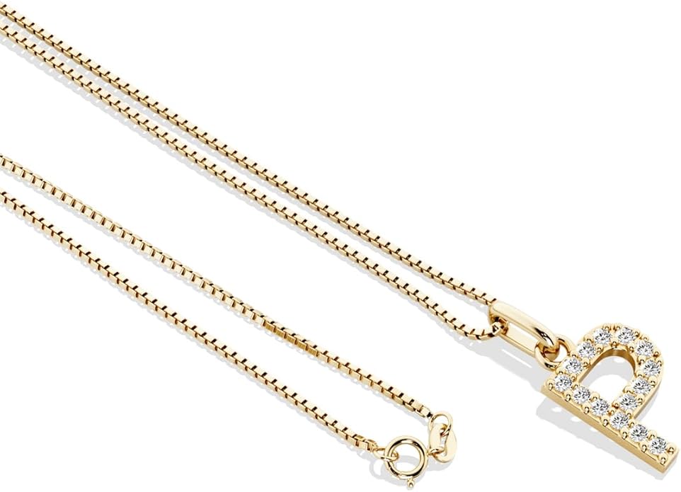 PEORA Letter A to Z Lab Grown Diamond Initial Pendant Necklace in Sterling Silver, F-G Color, VS Clarity, with 18 inch Chain