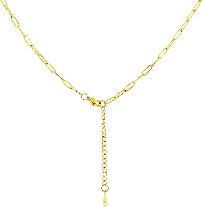 Gold Paperclip Chain Necklace for Women 10pcs 18inch 3X9mm Gold Chains for jewelry Making Stainless Steel Filled 18K Gold Plated Chains Bulk Adjustable Link Chains