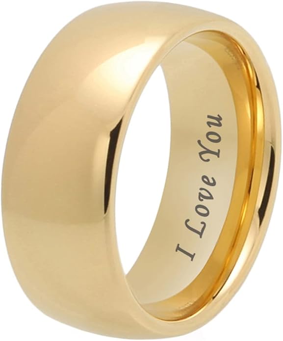 4mm 6mm 8mm 10mm Silver/Gold/White Tungsten Rings for Men Women Couple Fashion Jewelry Anniversary Engagement Wedding Bands Domed Polished I Love You Engraved Comfort Fit
