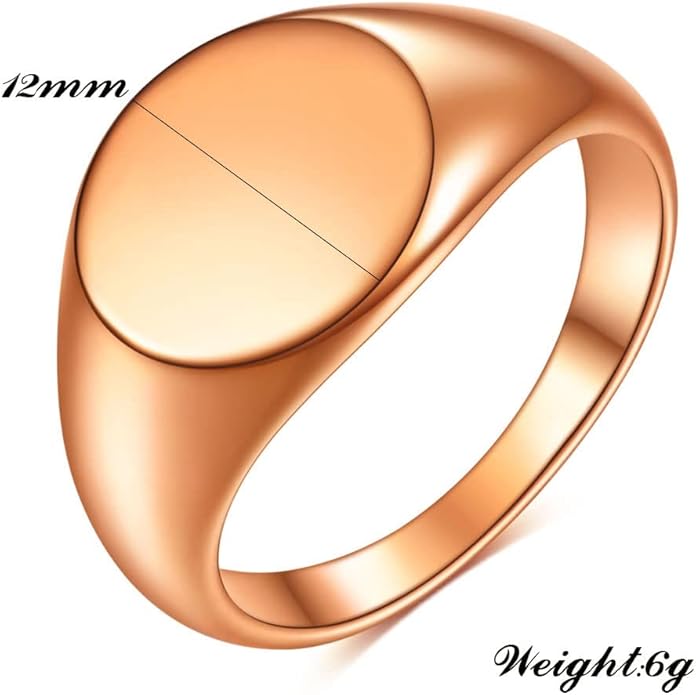 Stainless Steel Round Shape Classical Simple Plain Wedding Engagement Statement Pinky Band Signet Rings for Men Women Size 4-15