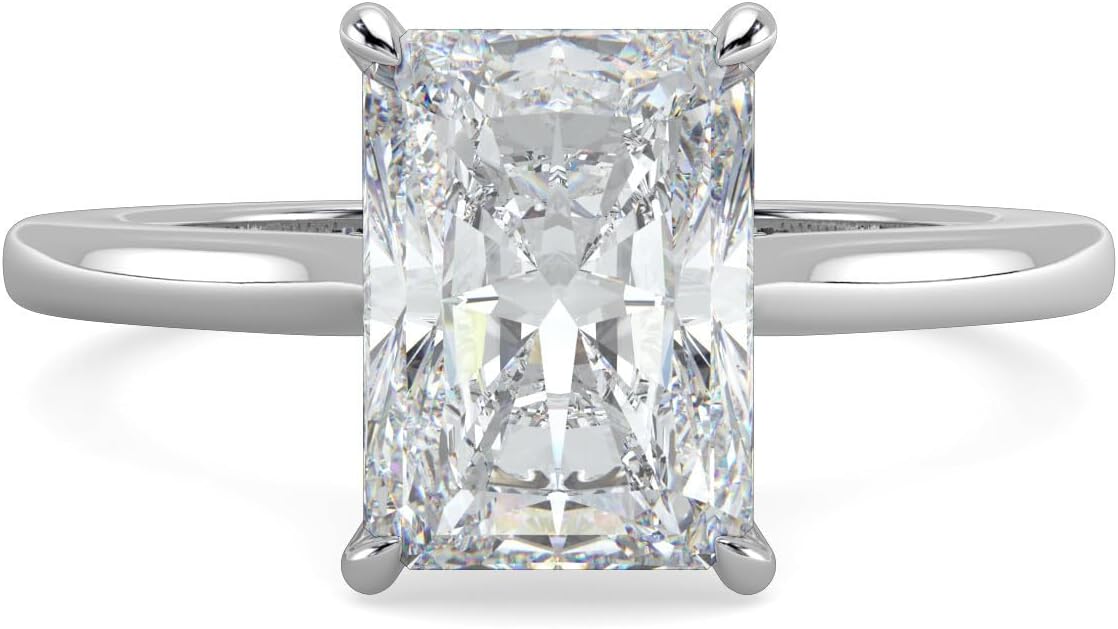 14K and 18K White Yellow and Rose Gold Lab Grown Diamond Solitaire Engagement Ring for Women, 4 Prong Rings for Wedding and Valentine Gift 1 to 2 Carat TW (Color E-F, Clarity VVS-VS)