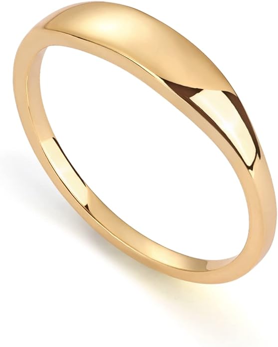 PAVOI 14K Gold Plated Chunky Signet Ring for Women | Women's Stackable Bands
