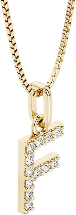 PEORA Letter A to Z Lab Grown Diamond Initial Pendant Necklace in Sterling Silver, F-G Color, VS Clarity, with 18 inch Chain