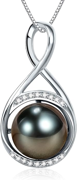 Gifts for Women Mom-Wedding-Anniversary-Wife-Jewelry-Tahitian -Black-Pearl-Necklace for Women Birthday for Womens Her Girlfriend Valentines Day Mothers Day Christmas Gifts for Wife Mom