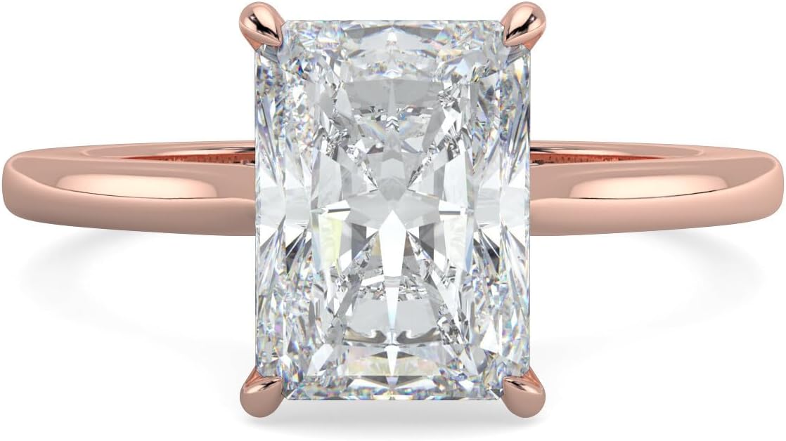 14K and 18K White Yellow and Rose Gold Lab Grown Diamond Solitaire Engagement Ring for Women, 4 Prong Rings for Wedding and Valentine Gift 1 to 2 Carat TW (Color E-F, Clarity VVS-VS)