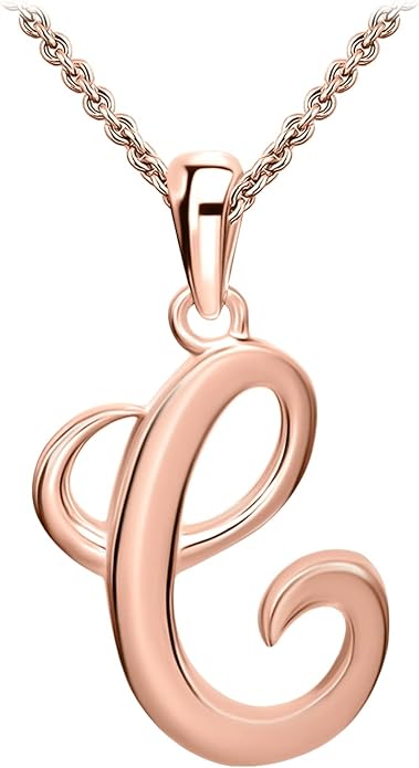 SEA OF ICE Letter Initial Necklace, Alphabet Letter Pendant Necklace, Sterling Silver, Gold, Rose Gold Necklace for Women, Elegant Initial Necklaces, Personalized Custom Women's Necklaces