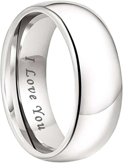 4mm 6mm 8mm 10mm Silver/Gold/White Tungsten Rings for Men Women Couple Fashion Jewelry Anniversary Engagement Wedding Bands Domed Polished I Love You Engraved Comfort Fit