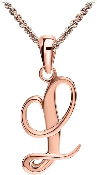 SEA OF ICE Letter Initial Necklace, Alphabet Letter Pendant Necklace, Sterling Silver, Gold, Rose Gold Necklace for Women, Elegant Initial Necklaces, Personalized Custom Women's Necklaces