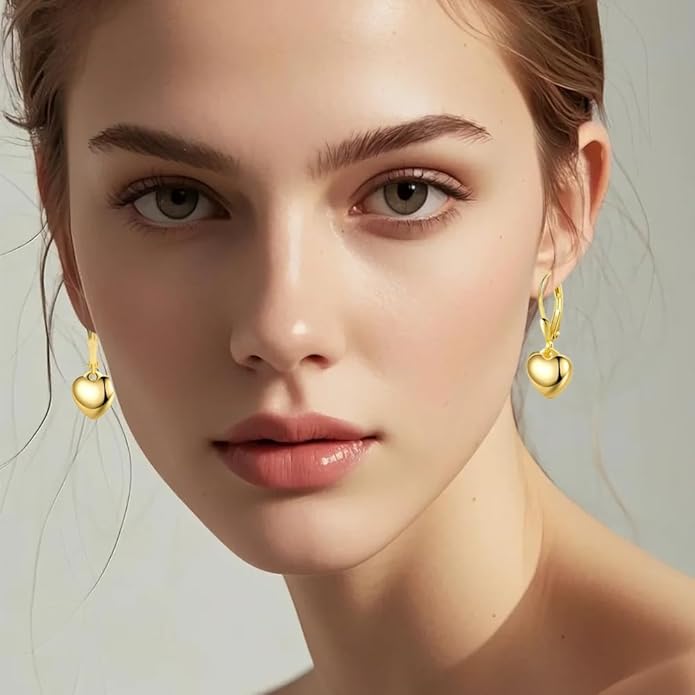 12 Pairs Gold Silver Heart Dangle Earrings Teardrop Earrings for Women Waterdrop Lightweight Circle Disc Coin Geometric Flat Brushed Drop Hypoallergenic Earrings Jewelry Gifts