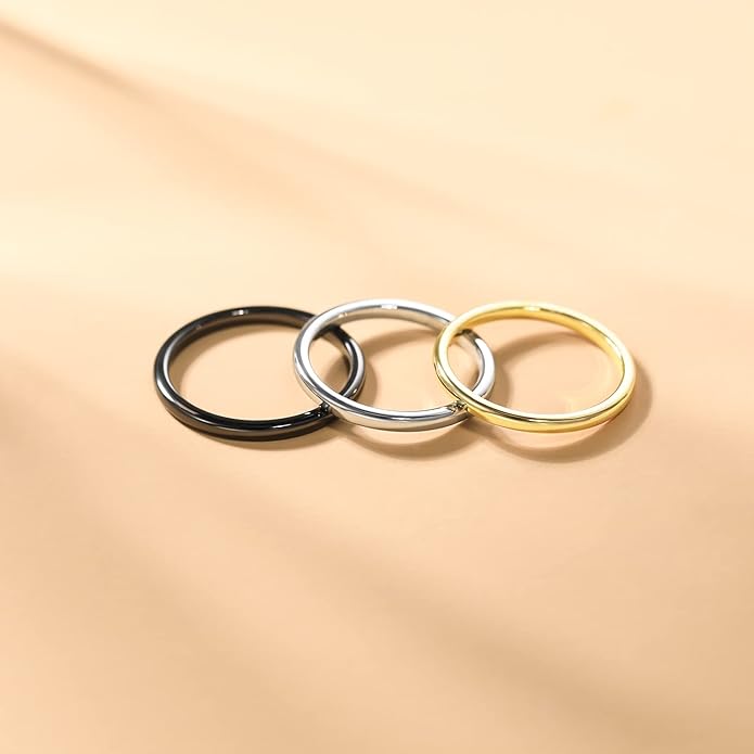 Greenpod 2mm 4mm 6mm Tungsten Wedding Bands Ring for Women Men Rose Gold/Silver/Gold/Black Polished Slim Engagement Promise Rings Comfort Fit Size 4-13