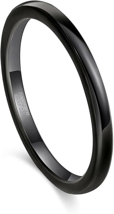 Greenpod 2mm 4mm 6mm Tungsten Wedding Bands Ring for Women Men Rose Gold/Silver/Gold/Black Polished Slim Engagement Promise Rings Comfort Fit Size 4-13