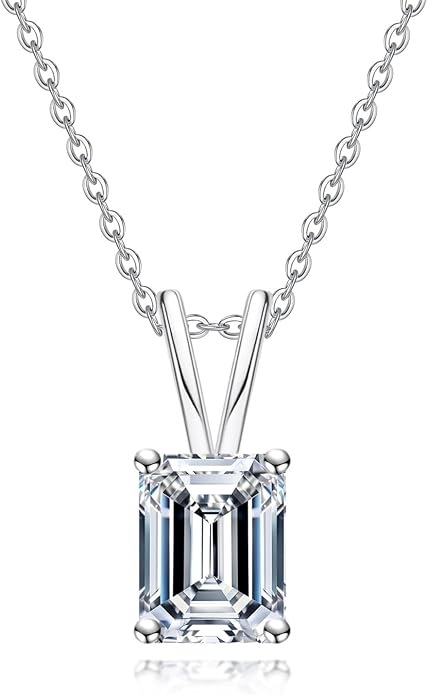AnuClub Moissanite Pendant Necklace 2/3/4/5CT D Color VVS1 925 Sterling Silver Everyday Wear Necklace for Women Wife Her with Certificate, 40+2+3 Adjustable Chain