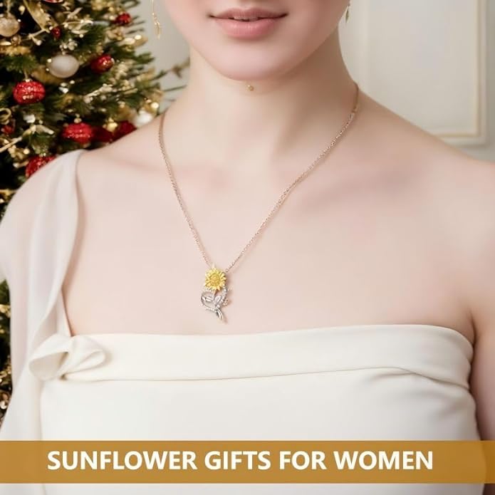 Anniversary Birthday Gifts for Women,Christmas Gifts for Women,Sunflower Necklace,18K Gold Plated You Are My Sunshine Necklace,Mothers Day Gifts for Wife,Girlfriend,Mom, Daughter,Sister