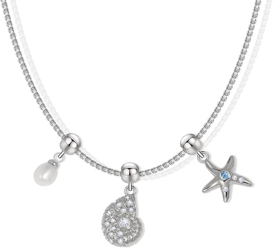 Summer Holiday Necklace,Dainty Chain, Charm Necklace For Women,Cute Cat Charm,Natural Pearls,18k Gold Plated,Choose Your Favorite Charm, Change Easily