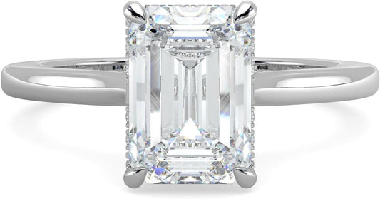 14K and 18K White Yellow and Rose Gold Lab Grown Diamond Solitaire Engagement Ring for Women, 4 Prong Rings for Wedding and Valentine Gift 1 to 2 Carat TW (Color E-F, Clarity VVS-VS)