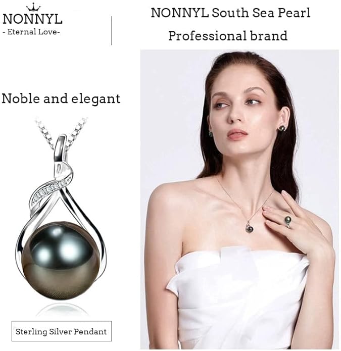 Gifts for Women Wife-Tahitian-Black-Pearl-Necklace-Gift for Wife Wedding Birthday Anniversary Jewelry-Mom Girlfriend Her Mothers Day Gifts for Mom Women Valentines Christmas Day