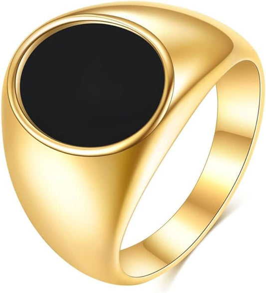 Stainless Steel Round Shape Classical Simple Plain Wedding Engagement Statement Pinky Band Signet Rings for Men Women Size 4-15