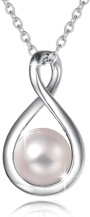 FANCIME Birthstone Necklaces for Women Fine Jewelry Sterling Silver Dainty Infinity Pendant Anniversary Birthday Christmas Gifts for Her Wife Mom Lady Daughter, Chain 16"+2" Extend