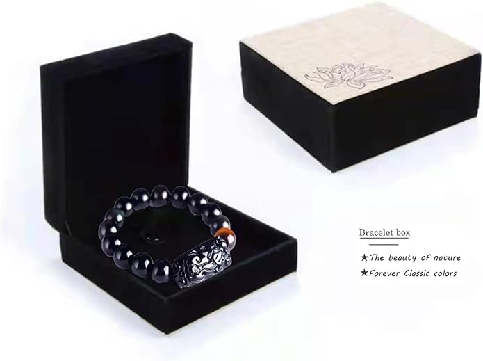 Black Obsidian Bracelet,Feng Shui Black Obsidian Wealth Bracelet for Women Men Stretch Obsidian Bracelet Bangle with Pixiu Tiger Eye Stone Attract Wealth Money and Good Luck