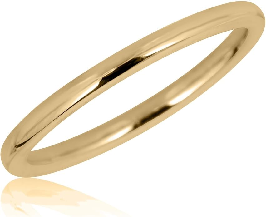AVORA 10K Yellow Gold Plain Band Stackable Ring- Size 1-9