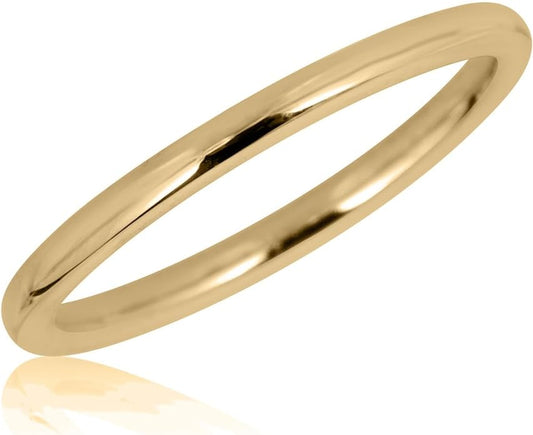 AVORA 10K Yellow Gold Plain Band Stackable Ring- Size 1-9