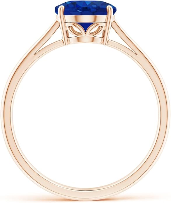 Angara Natural Blue Sapphire Solitaire Engagement Ring for Women | Oval Shape Blue Sapphire Ring in 14K Solid Gold/Sterling Silver/Platinum | September Birthday, Gemstone Jewellery Gift