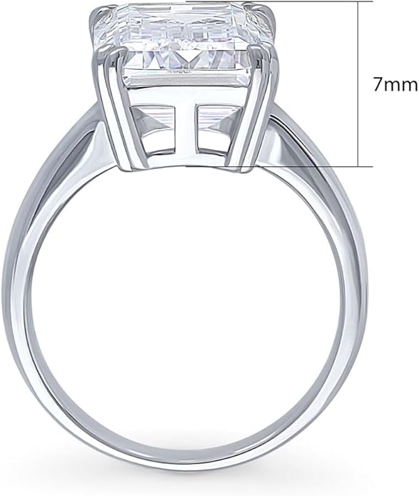 BERRICLE Sterling Silver CZ 3-Stone Solitaire Wedding Engagement Rings for Women, Cubic Zirconia Ring - Asscher, Cushion, Emerald, Pear, Round Cut - Canary Yellow, Green, Amethyst Purple Colors