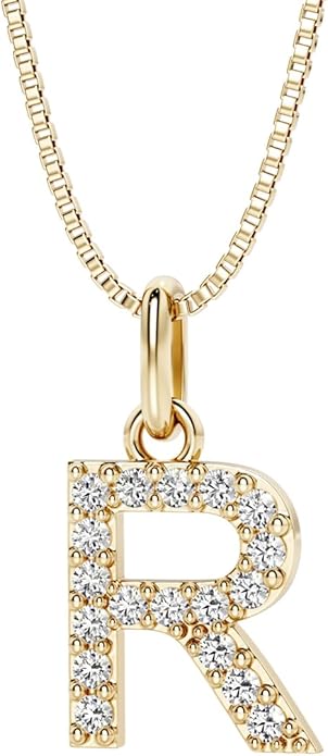 PEORA Letter A to Z Lab Grown Diamond Initial Pendant Necklace in Sterling Silver, F-G Color, VS Clarity, with 18 inch Chain