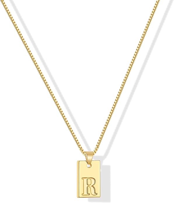 Gacimy Dainty Gold Initial Necklaces for Women, 18K Gold Plated Name Necklace for Women with Trendy A-Z Letter Nedcklace Pendant
