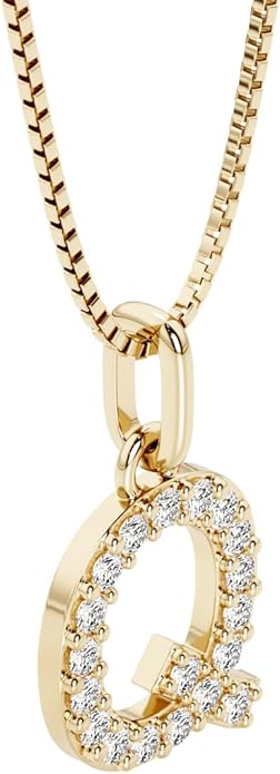 PEORA Letter A to Z Lab Grown Diamond Initial Pendant Necklace in Sterling Silver, F-G Color, VS Clarity, with 18 inch Chain