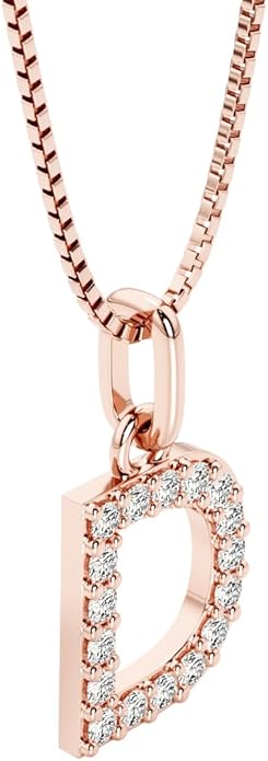 PEORA Letter A to Z Lab Grown Diamond Initial Pendant Necklace in Sterling Silver, F-G Color, VS Clarity, with 18 inch Chain