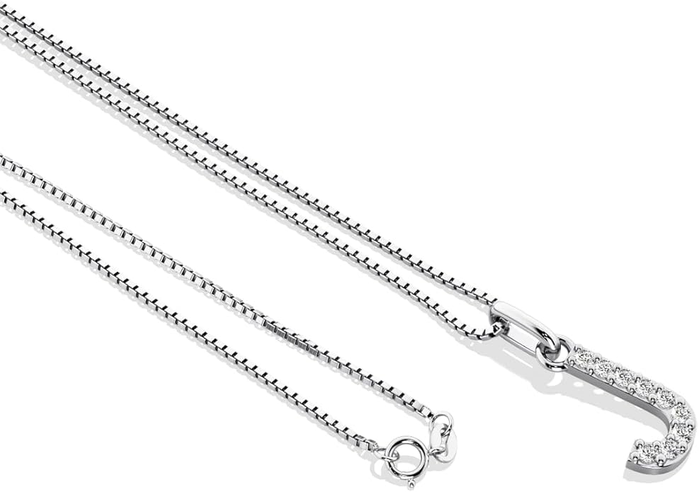 PEORA Letter A to Z Lab Grown Diamond Initial Pendant Necklace in Sterling Silver, F-G Color, VS Clarity, with 18 inch Chain