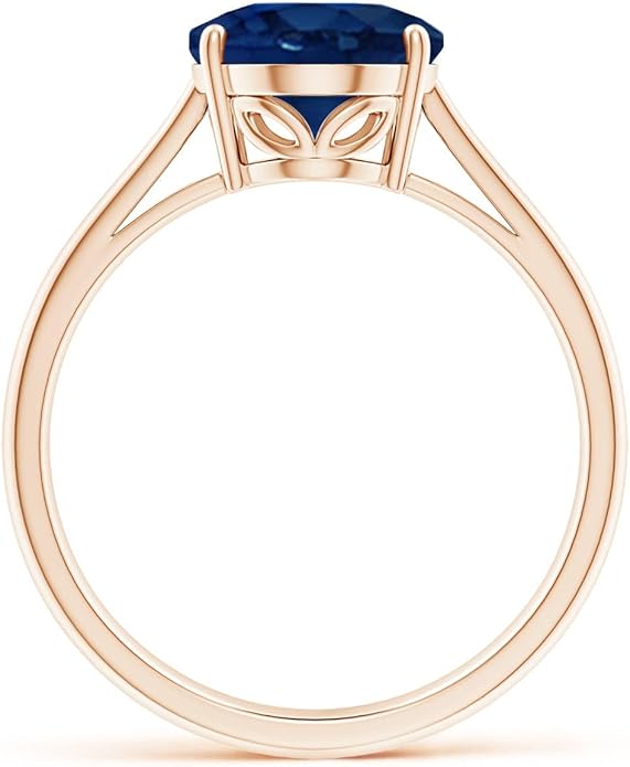 Angara Natural Blue Sapphire Solitaire Engagement Ring for Women | Oval Shape Blue Sapphire Ring in 14K Solid Gold/Sterling Silver/Platinum | September Birthday, Gemstone Jewellery Gift