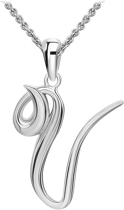 SEA OF ICE Letter Initial Necklace, Alphabet Letter Pendant Necklace, Sterling Silver, Gold, Rose Gold Necklace for Women, Elegant Initial Necklaces, Personalized Custom Women's Necklaces