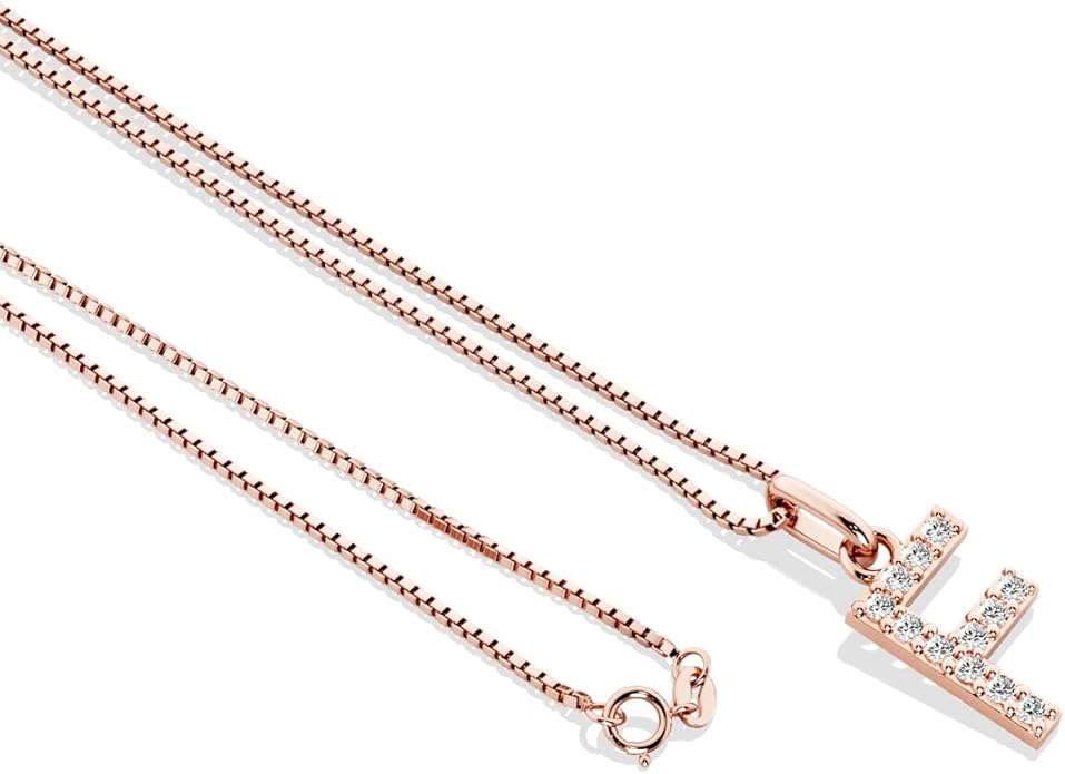 PEORA Letter A to Z Lab Grown Diamond Initial Pendant Necklace in Sterling Silver, F-G Color, VS Clarity, with 18 inch Chain