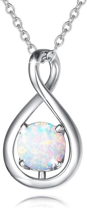 FANCIME Birthstone Necklaces for Women Fine Jewelry Sterling Silver Dainty Infinity Pendant Anniversary Birthday Christmas Gifts for Her Wife Mom Lady Daughter, Chain 16"+2" Extend