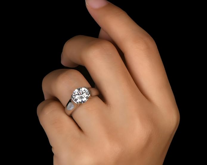 AINUOSHI 2.0 Carat Moissanite Ring, Wedding Ring, Made with Sterling Silver, Round Cut, Gift for Wedding, Engagement and Anniversary