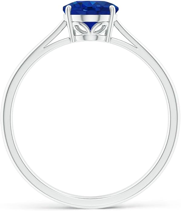 Angara Natural Blue Sapphire Solitaire Engagement Ring for Women | Oval Shape Blue Sapphire Ring in 14K Solid Gold/Sterling Silver/Platinum | September Birthday, Gemstone Jewellery Gift